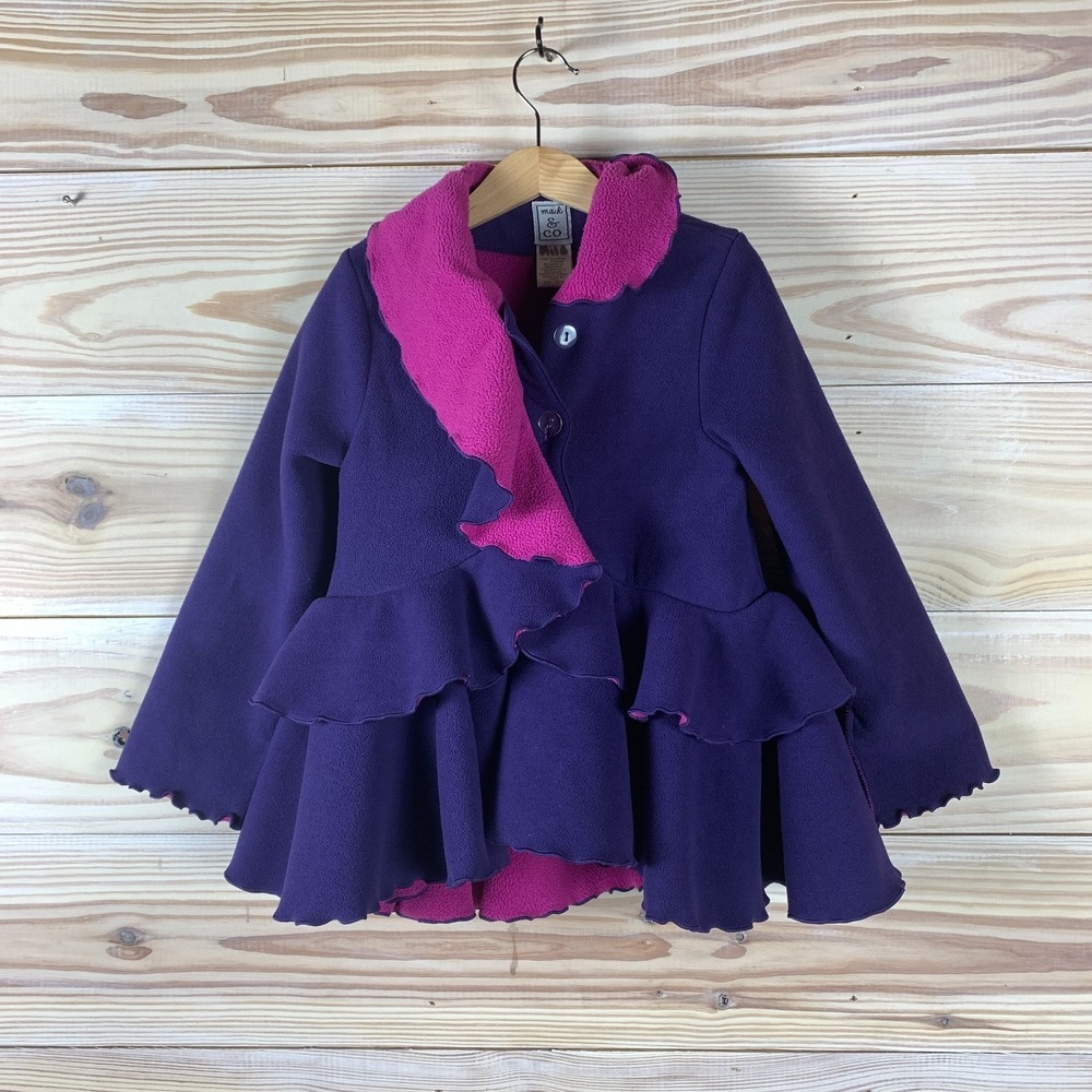 Mack & Co Coat Girls 5 Ruffles Lux Tiered Peplum Fleece Jacket‎ Pink Purple